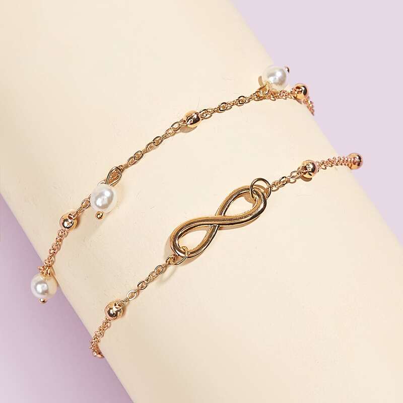 

Faux Pearl Chain Bracelet, Gold