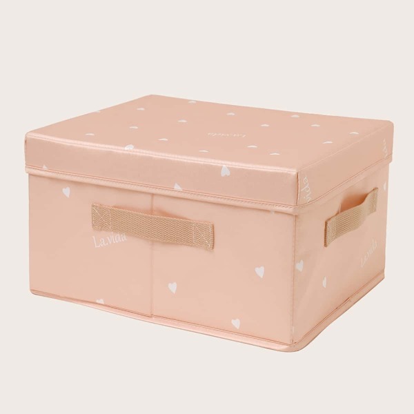 

Heart Print Storage Box, Pink