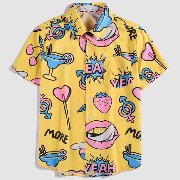 

Men Pop Art Print Shirt, Multicolor