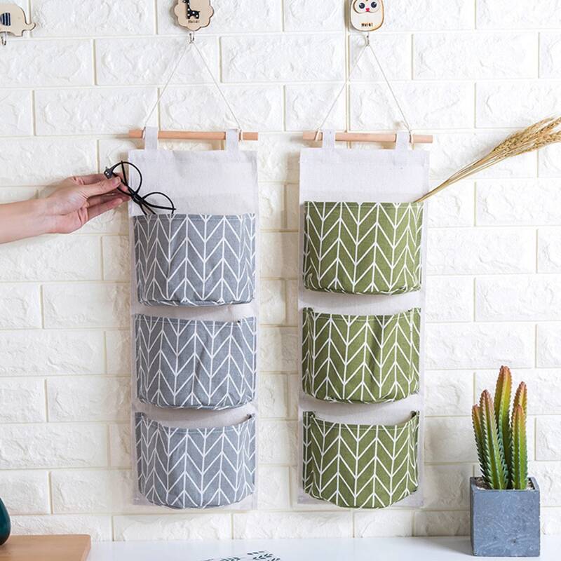 

1pc Geometric 3-pocket Hanging Storage Bag, Multicolor
