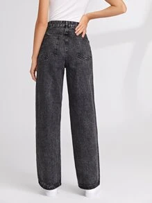 High-Rise Wide Leg Jeans - Dark Grey - View 2