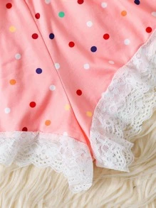 花卉蕾絲無鋼圈內衣帶波卡圓點短褲