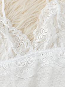 Floral Lace Bralet With Heart Print Shorts - Multicolor - View 4