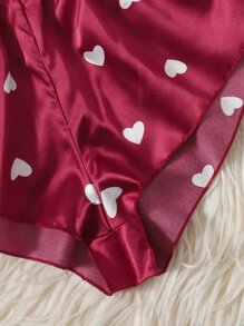 Floral Lace Bralet With Heart Print Shorts - Multicolor - View 5