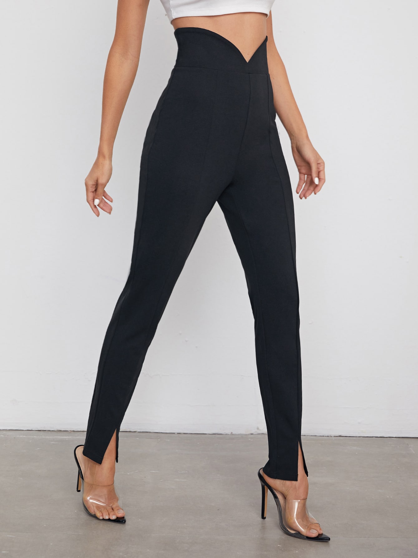 Overlap Waist Slit Hem Pants thumbnail