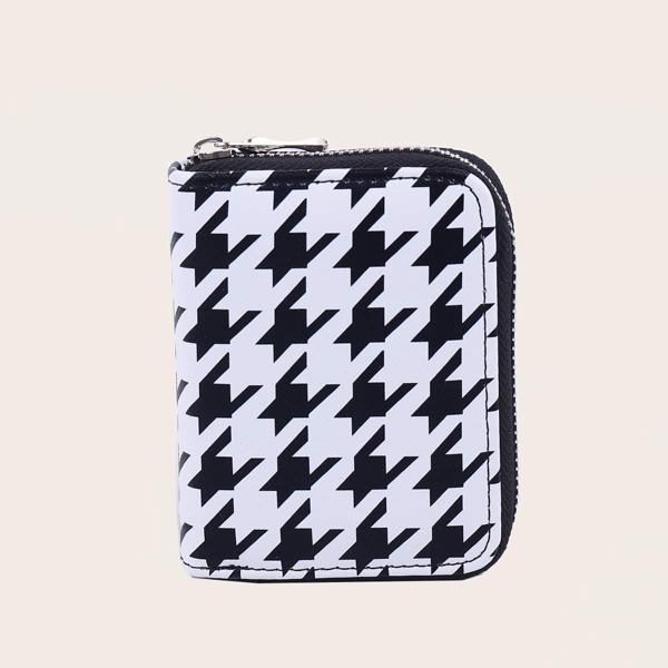 

Houndstooth Pattern Small Wallet, Black and white