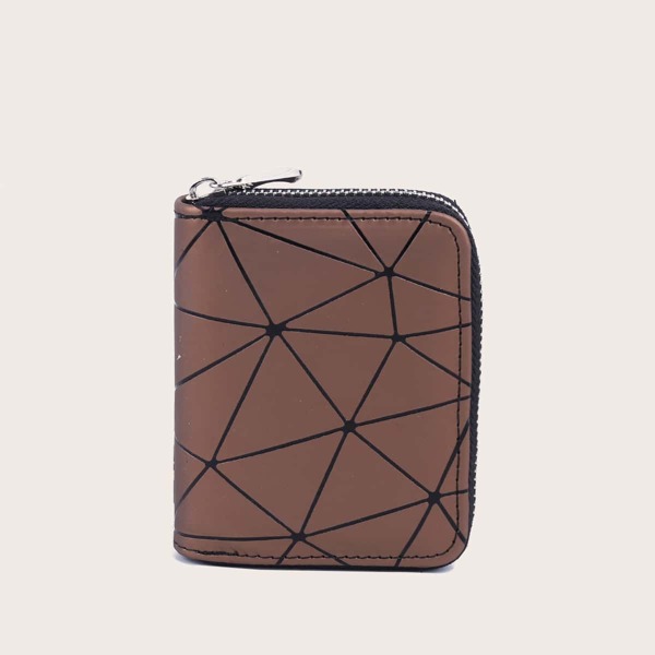 

Geometric Pattern Small Wallet, Brown