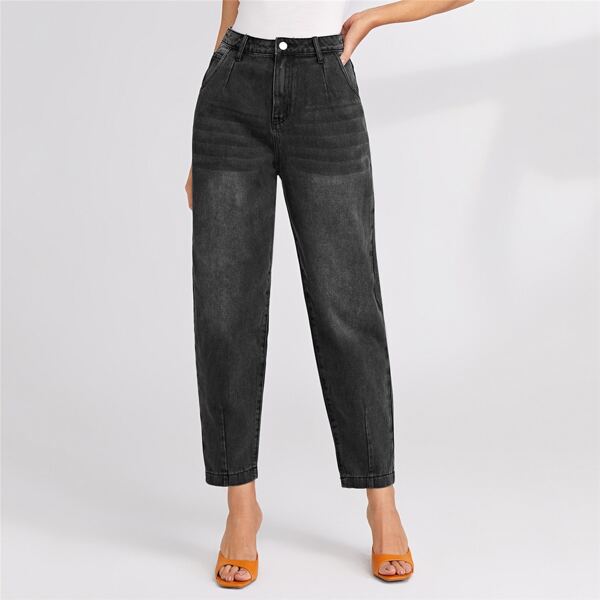 

High Waist Mom Jeans, Black