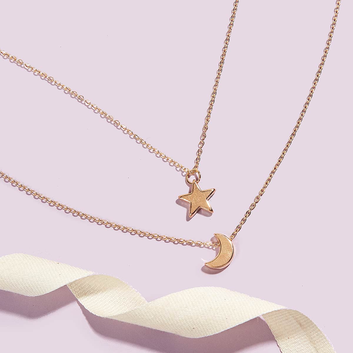

Moon & Star Layered Necklace, Gold