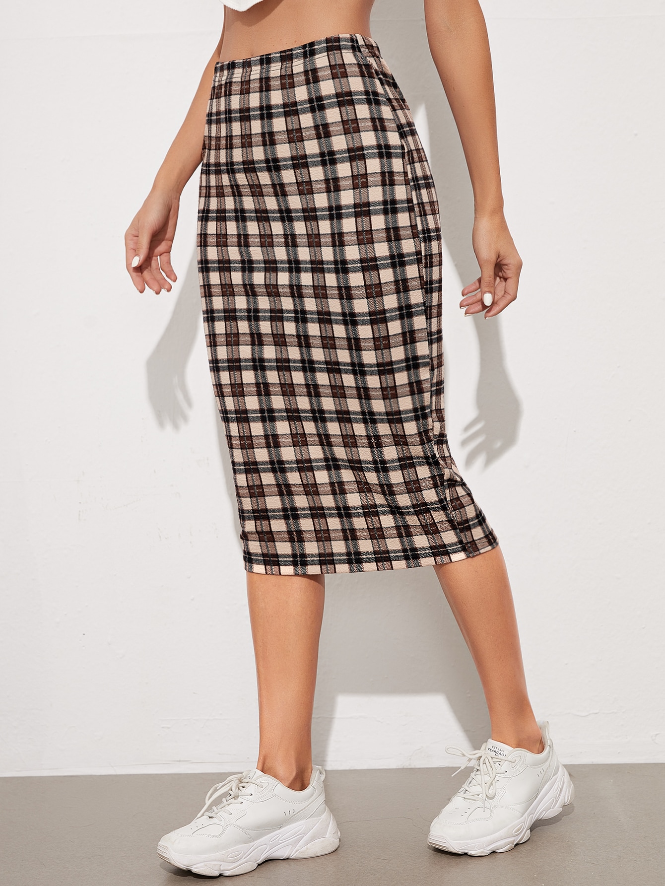 Tartan Print Pencil Skirt thumbnail