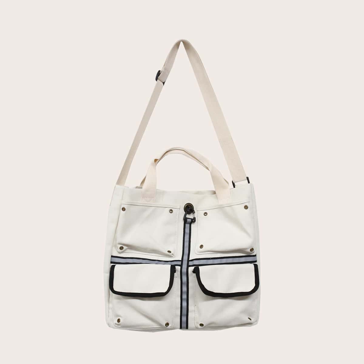 

Guys Pocket Front Tote Bag, White