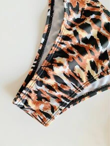 Allover Print Ring Linked Bikini Set Summer Beach