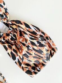 Allover Print Ring Linked Bikini Set Summer Beach