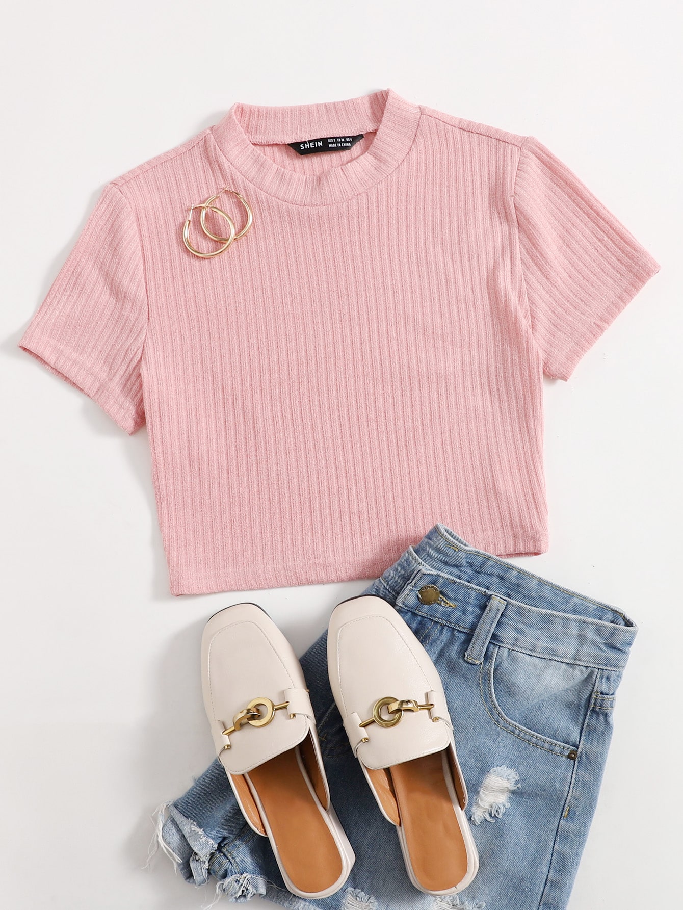 Rib-knit Solid Tee thumbnail