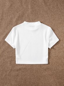 Muchica 羅紋針織素色T恤 - 白色 - 查看 2