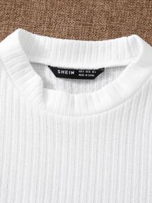 Muchica 羅紋針織素色T恤 - 白色 - 查看 4