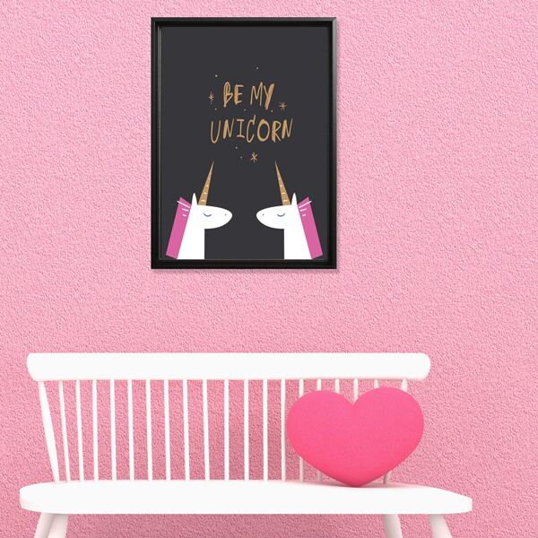 

Unicorn Print Wall Painting Without Frame, Black