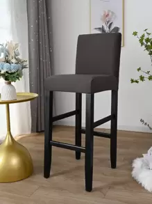 1 cái/4 cái/6 cái Bộ vỏ bọc ghế quầy bar bằng nhung lụa sữa đơn giản hiện đại màu trơn in họa tiết đơn giản - Màu xám đen - Xem 1