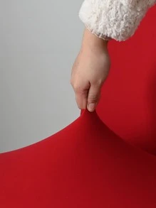 1pc Brushed Spandex Chair Cover, Solid Color High Elastic Dustproof Chair Slipcover, For Hotel, Bar, Living Room, Study - Red - View 5