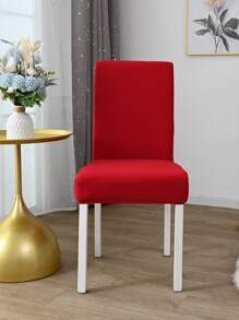 1pc Brushed Spandex Chair Cover, Solid Color High Elastic Dustproof Chair Slipcover, For Hotel, Bar, Living Room, Study - Red - View 4