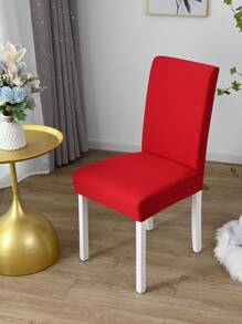 1pc Brushed Spandex Chair Cover, Solid Color High Elastic Dustproof Chair Slipcover, For Hotel, Bar, Living Room, Study - Red - View 6