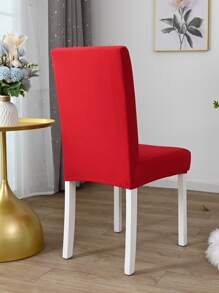 1pc Brushed Spandex Chair Cover, Solid Color High Elastic Dustproof Chair Slipcover, For Hotel, Bar, Living Room, Study - Red - View 2