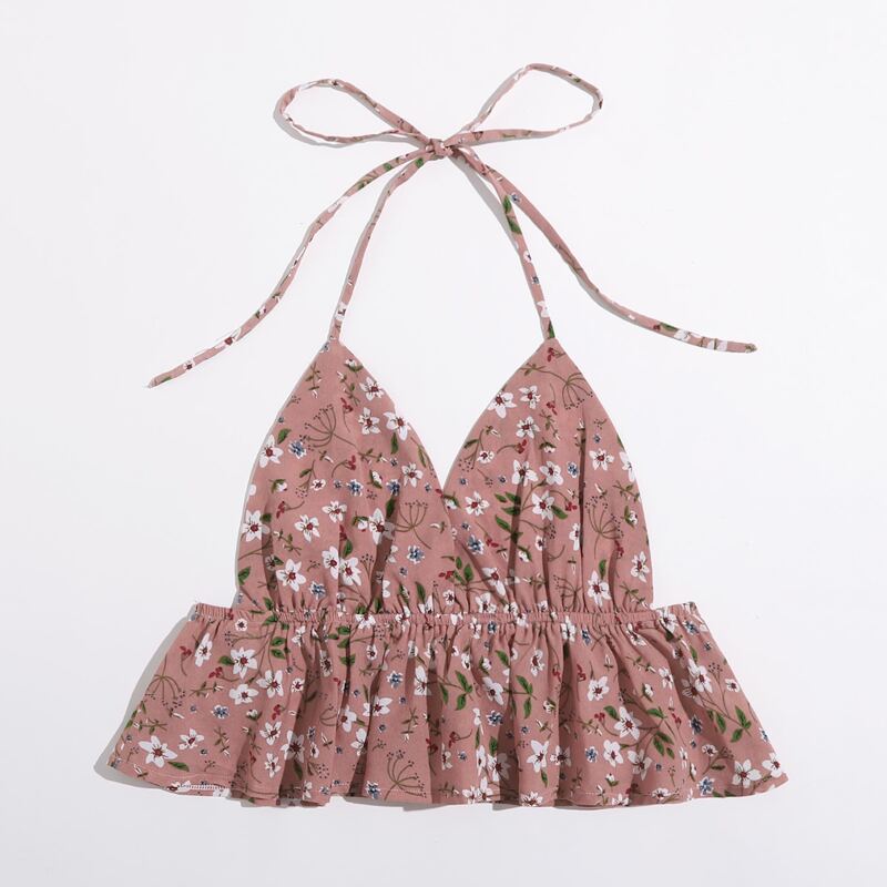 

Ditsy Floral Peplum Halter Top, Multicolor