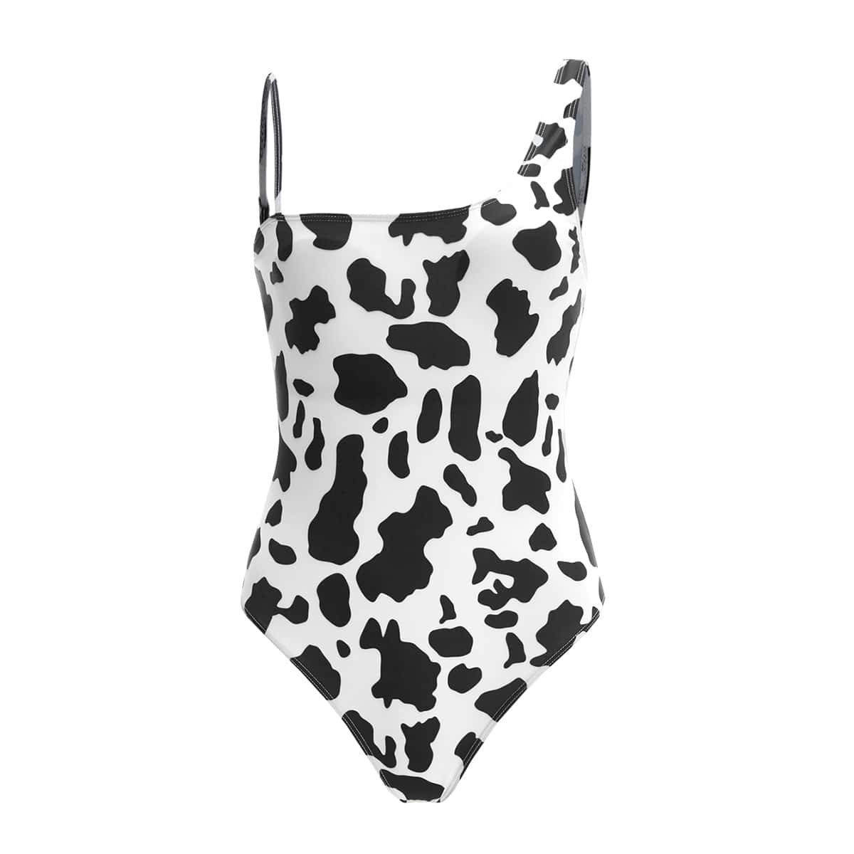 

Cow Print One Piece Swimsuit, Black and white