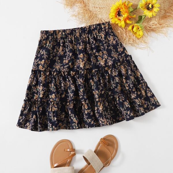 

Frill Trim Ditsy Floral Skirt, Multicolor