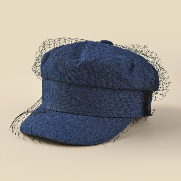 

Mesh Decor Baker Boy Cap, Navy blue