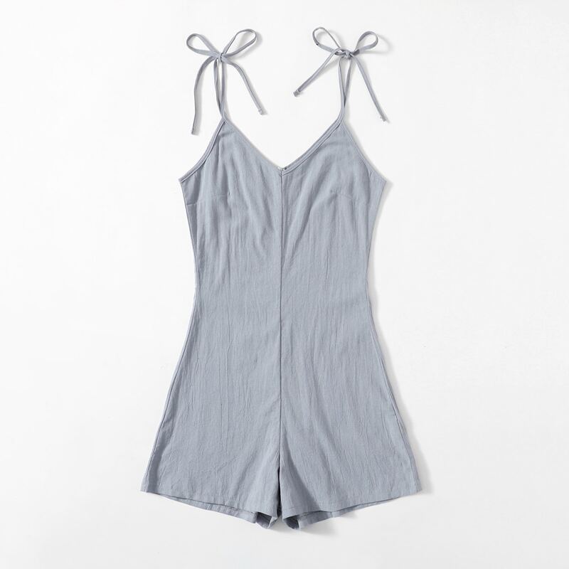 

Solid Bow Romper, Light grey