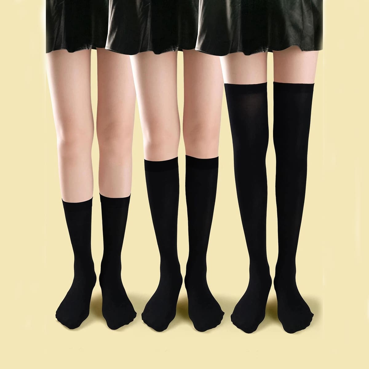 

3pairs Solid Plain Socks, Black
