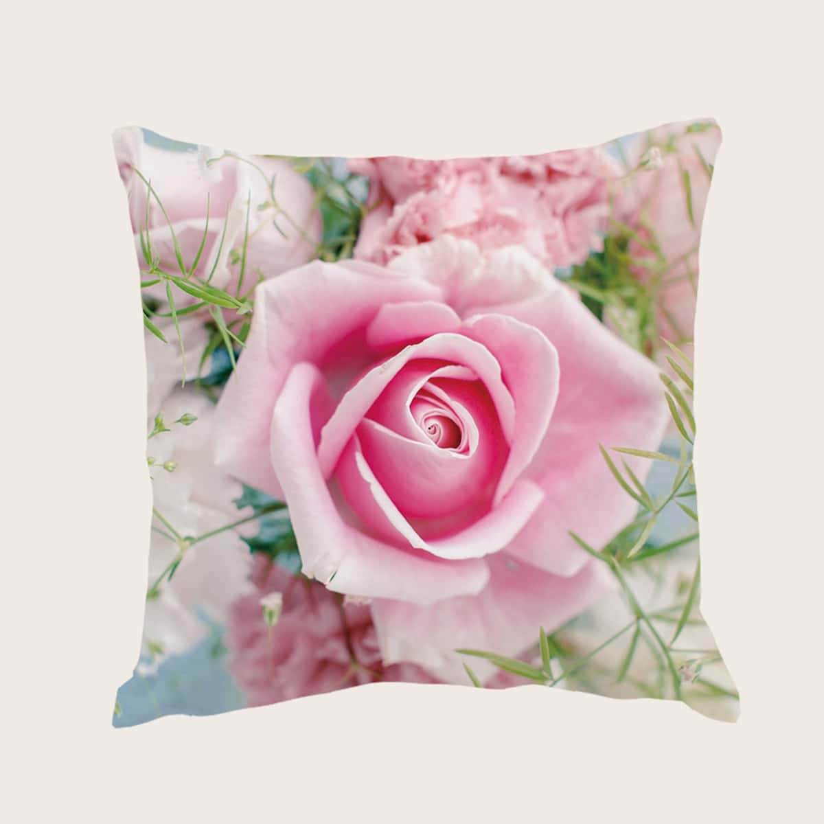 

Rose Print Cushion Cover Without Filler, Multicolor