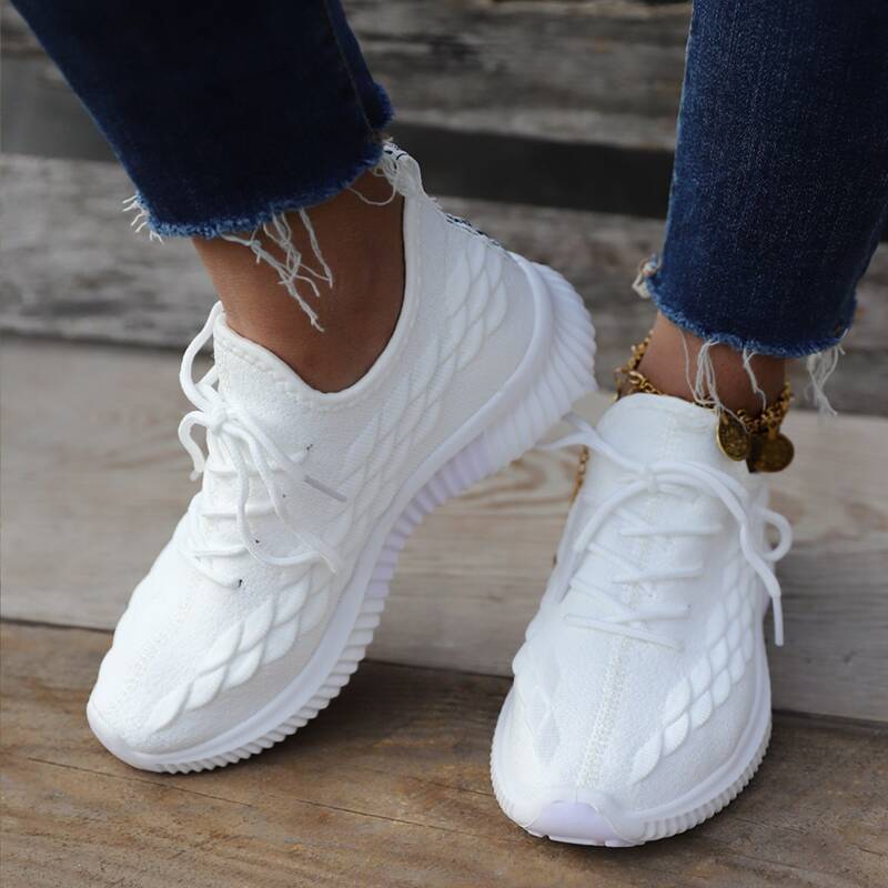 

Lace-up Front Low Top Sneakers, White
