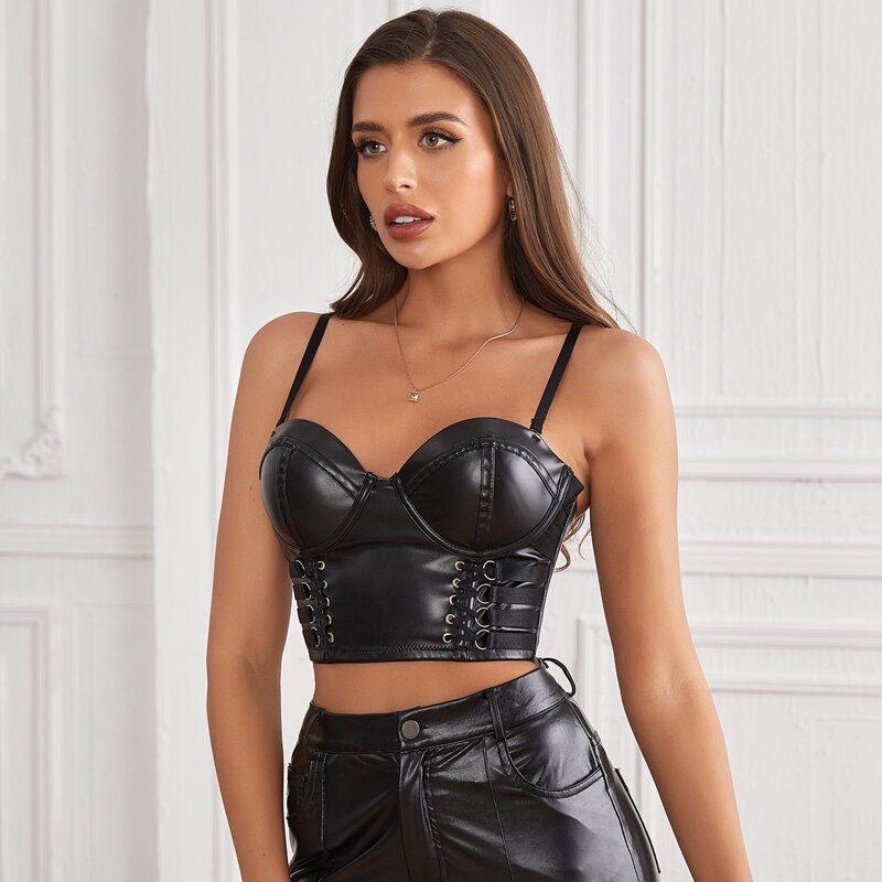 

PU Underwire Bra, Black