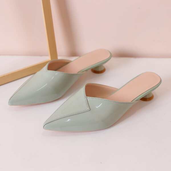 

Minimalist Point Toe Mules, Mint green