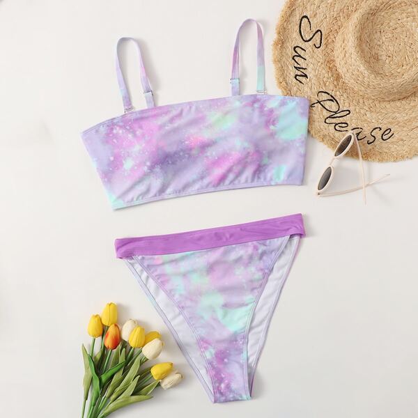 

Plus Tie Dye Bikini Swimsuit, Multicolor