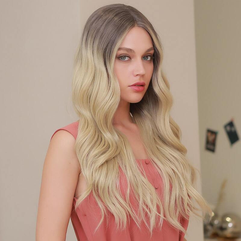 

Natural Curly Ombre Lace Front Wig, Gold
