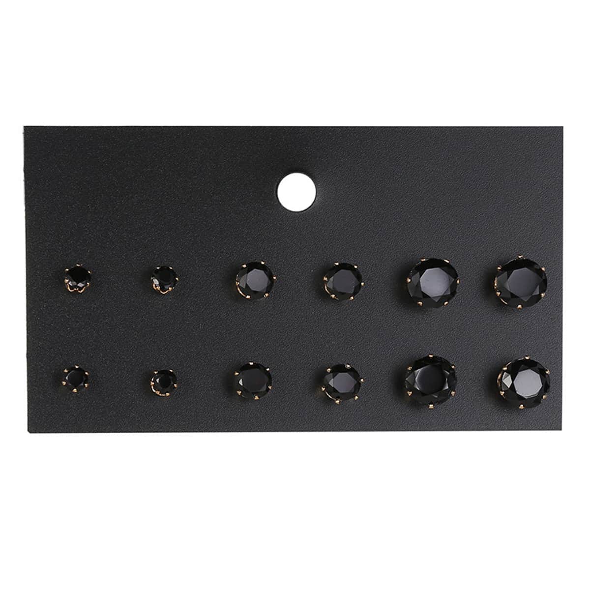 

6pairs Rhinestone Stud Earrings, Black
