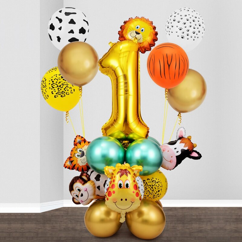

26pcs Cartoon Animal 1st Birthday Balloon Set, Multicolor
