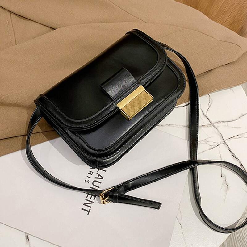 

Solid Flap Crossbody Bag, Black