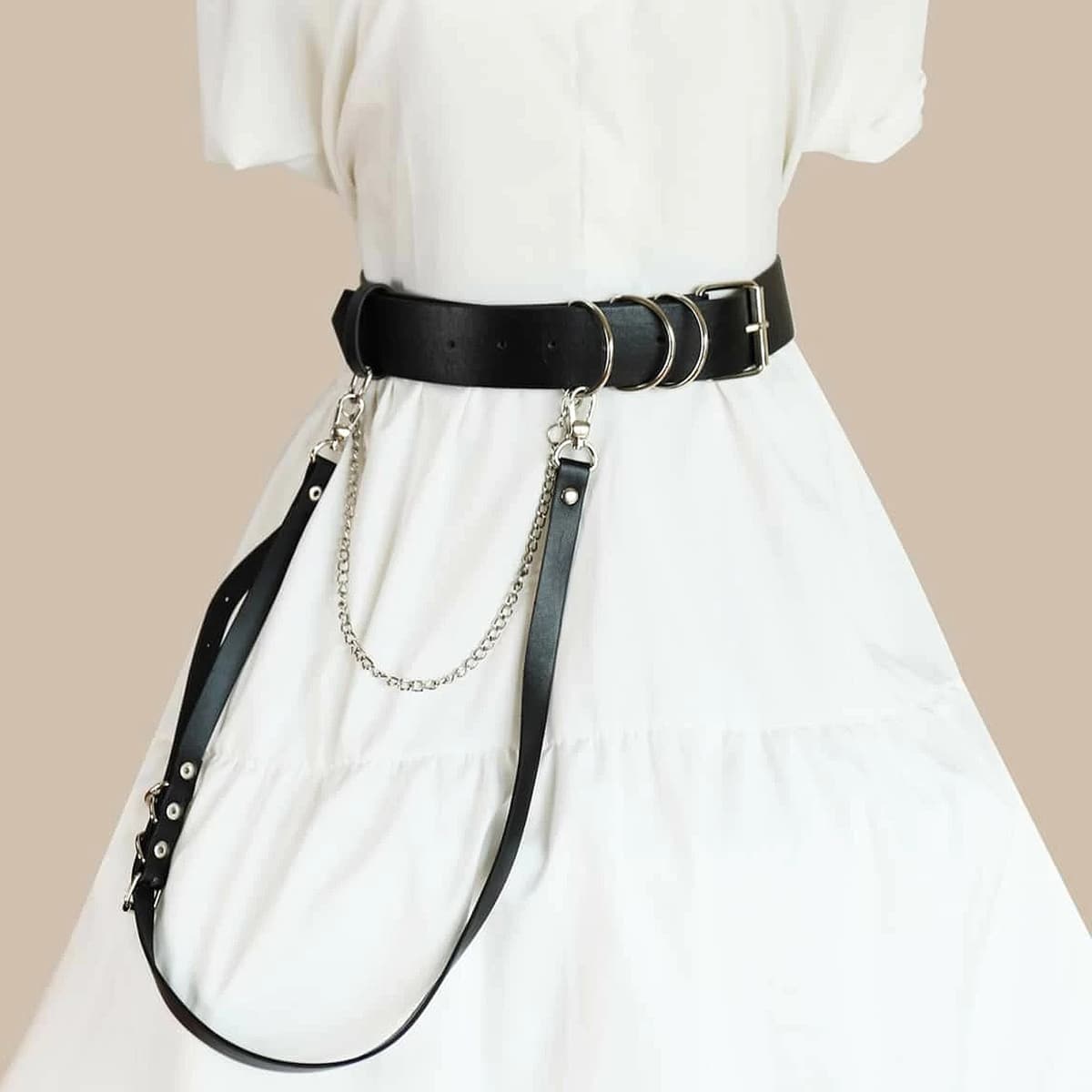 

Chain Decor Crossbody Belt, Black