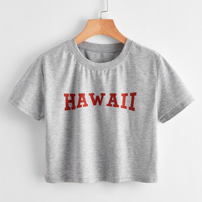 

Letter Graphic Crop Tee, Light grey
