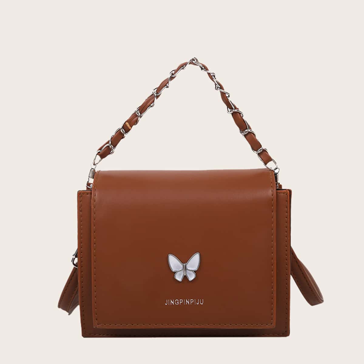 

Butterfly Chain Satchel Bag, Brown