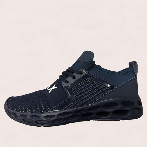 

Men Letter Graphic Lace Up Front Sneakers, Blue
