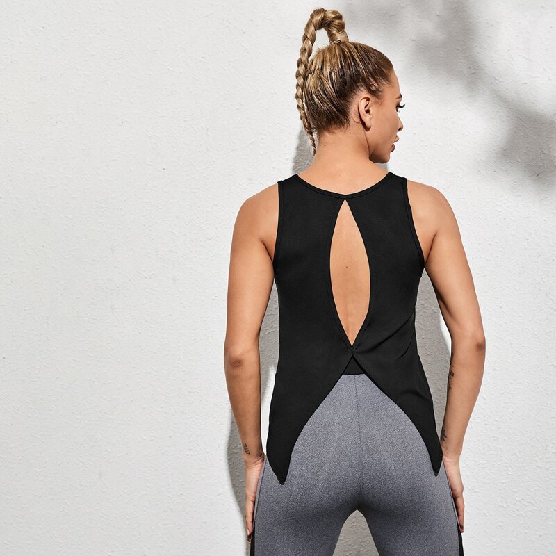

Cut Back Sports Tank Top, Black