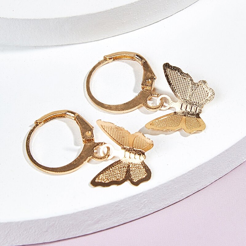 

Butterfly Charm Drop Earrings, Gold