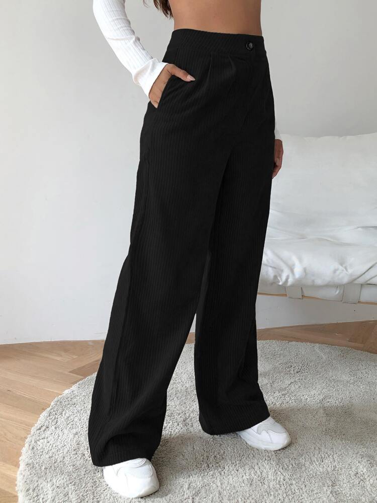 High Waist Cord Wide Leg Pants