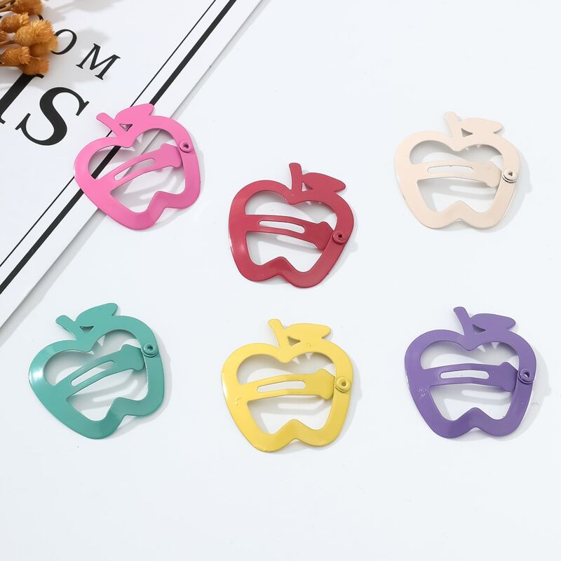 

6pcs Apple Design Hair Clip, Multicolor