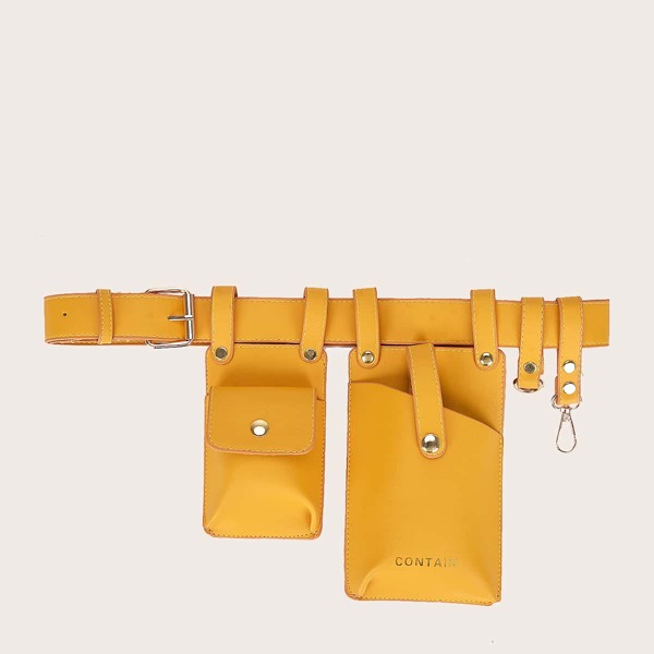 

Letter Graphic Double Pocket Belt Bag, Yellow